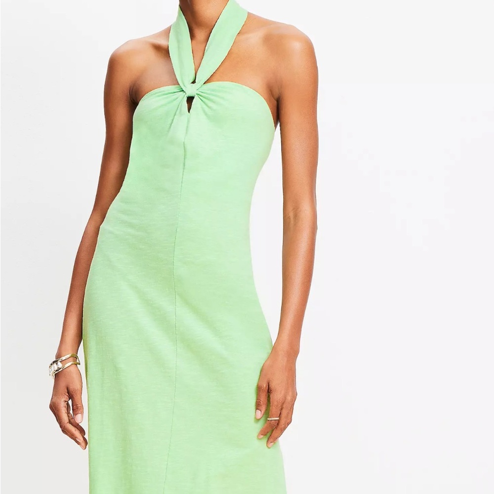 Loft Keyhole Knotted Midi Halter Dress